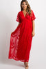 Rood kanten mesh overlay Maxi-Jurk