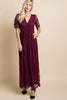 Burgundy kanten mesh overlay Maxi-Jurk