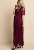 Burgundy kanten mesh overlay Maxi-Jurk