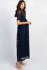 Donker blauw kanten mesh overlay Maxi-Jurk